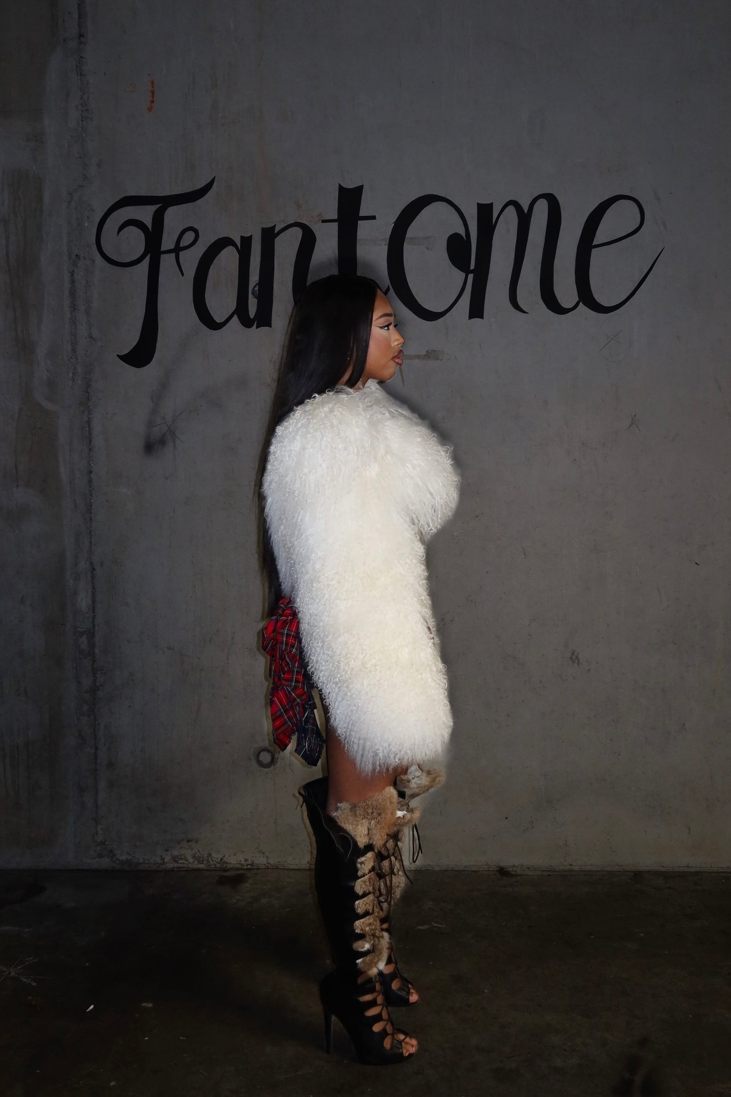 THE REBELLE MONGOLIAN FUR JACKET (white)