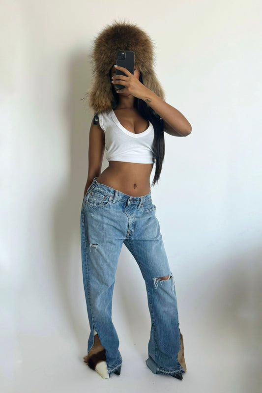 CUSTOM COWHIDE LEVI JEANS